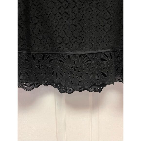 Loft Black Eyelet & Cut Out Lace Skirt sz 6 EUC - Picture 2 of 6